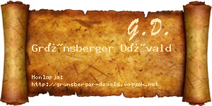 Grünsberger Dévald névjegykártya
